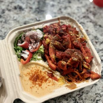 Kabob Village - Qabili Pulow with my choice of protein, chicken shawarma $18 - Bubble Tea Near Me - Rocklin, California