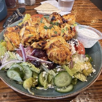 Bistro Kabob - Chicken greek salad. (Extra skewer) - Persian/Iranian Near Me - Carlsbad, California
