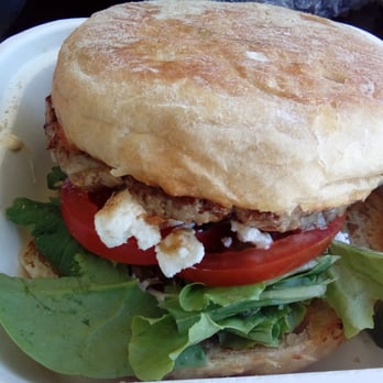 Zeps Cafe - Lamb burger with tomato, lettuce and feta cheese. - Restaurants Near Me - Campbell Town, TAS