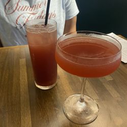 Teff Eritrean & Ethiopian Cuisine - Two ruby red cocktails standing by, mystery names but zero mystery about how good they were.