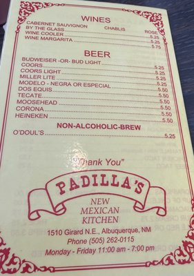 Menu photo 1 Padilla's Mexican Kitchen Albuquerque, NM