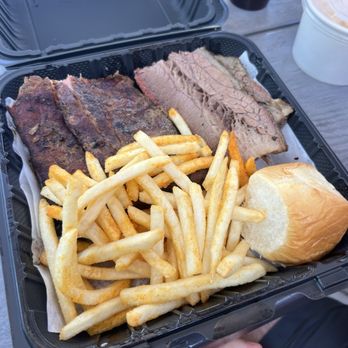 The Rib Shack - 2 meat combo with ribs and brisket. - Barbeque Near Me - Fallbrook, California