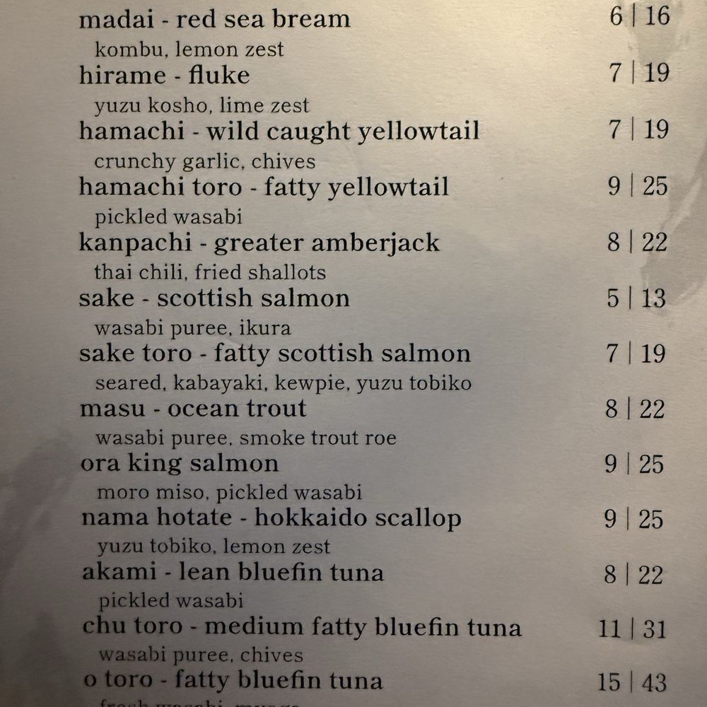 Hachi - Nigiri / sashimi menu - Japanese Near Me - Houston, Texas