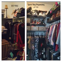 Laura Ray Organizing - Designed new closet system to efficiently use whole closet from top to bottom. A place for everything.