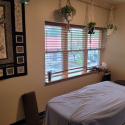 Healing Hands Massage Therapy and Bodywork - Inside my office. I love the natural light and continue my love of plants that my Mom taught me!
