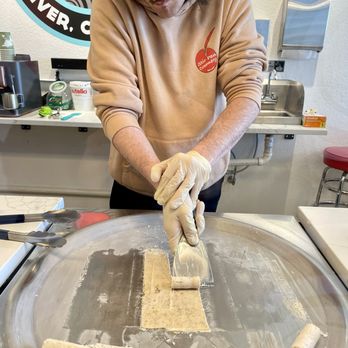 Stir-Pan Creamery - Ice cream being rolled!!! - Ice Cream & Frozen Yogurt Near Me - Denver, Colorado Stir-Pan Creamery - Ice cream being rolled!!! - Ice Cream & Frozen Yogurt Near Me - Denver, Colorado