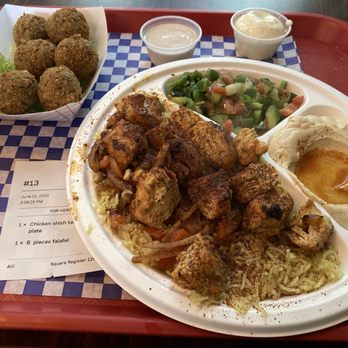 Lazeez Mediterranean - Falafel, Chicken Shish Tawook Plate - Mediterranean Near Me - Austin, Texas