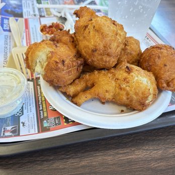 Johnny Ads - These were the clam fritters that were a little bit greasy and lacking clams. I would suggest cocktail sauce instead of the tartar sauce. - Seafood Near Me - Old Saybrook, Connecticut