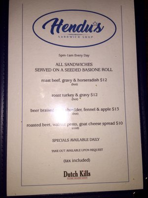 Menu photo 6 Dutch Kills Long Island City, NY