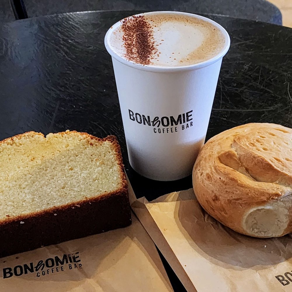Bonhomie Coffee Bar - Butter Cake, Haitian Mocha, and Haitian Bread. The baked goods were still warm! (2/9/25) - Coffee & Tea Near Me - Seattle, Washington Bonhomie Coffee Bar - Butter Cake, Haitian Mocha, and Haitian Bread. The baked goods were still warm! (2/9/25) - Coffee & Tea Near Me - Seattle, Washington