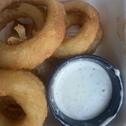 Onion rings I ate quite a few before I took the photo they are that good!