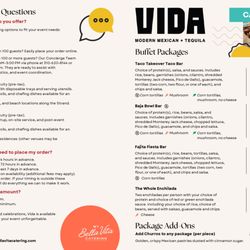 My Bella Vita Catering - Vida Modern Mexican Catering Menu