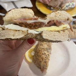 Gathering Grounds Patisserie & Cafe - Inside of my bacon egg and cheese on an everything bagel