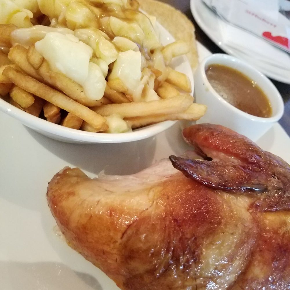 St-Hubert - Poutine and quarter rotisserie chicken, white. - Barbeque Near Me - Candiac, Quebec St-Hubert - Poutine and quarter rotisserie chicken, white. - Barbeque Near Me - Candiac, Quebec
