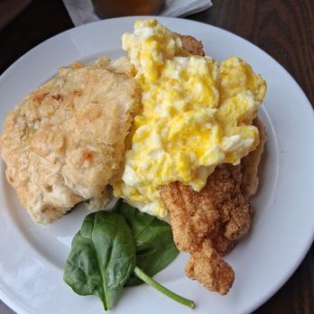 Eat My Biscuits - eat my biscuits in East Point Ga. This food was so good. This plate is a fried catfish wirh eggs and potatoe biscuit. - Breakfast & Brunch Near Me - East Point, Georgia