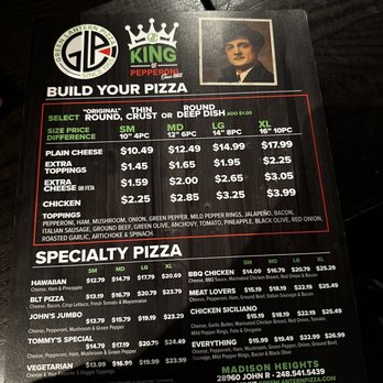 Green Lantern Pizza - menu for king of pizza - Pizza Near Me - Madison Heights, Michigan