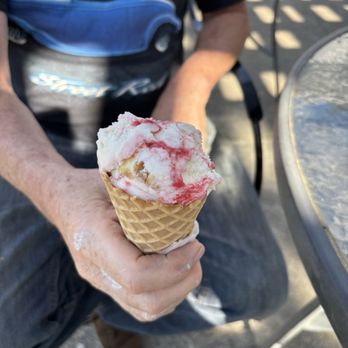 Miranda's Ice Cream Shoppe - Strawberry cheesecake on waffle cone - Ice Cream & Frozen Yogurt Near Me - Morrow, Ohio Miranda's Ice Cream Shoppe - Strawberry cheesecake on waffle cone - Ice Cream & Frozen Yogurt Near Me - Morrow, Ohio
