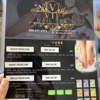 Vip Nails - Pedicure menu - Nail Salons Near Me - Redding, California