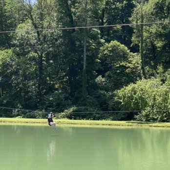 Valley Zipline Tours - Final big run over the pond - Ziplining Near Me - Lancaster, Ohio