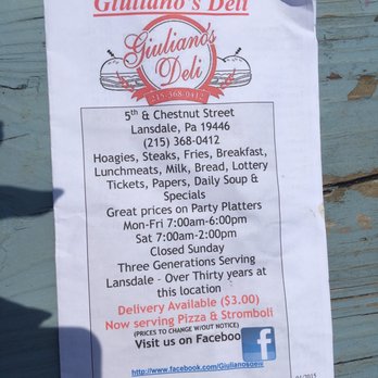 Giuliano's Deli - Menu - Delis Near Me - Lansdale, Pennsylvania Giuliano's Deli - Menu - Delis Near Me - Lansdale, Pennsylvania