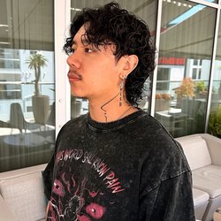 Theodora Hair Studio Olympic - Men's Korean perm in Los Angeles featuring defined curls, natural volume, and a textured shape at Theodora Hair Studio.