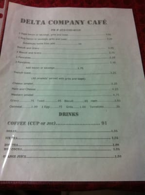 Menu photo 2 Delta Company Cafe Madisonville, TN Menu photo 2 Delta Company Cafe Madisonville, TN