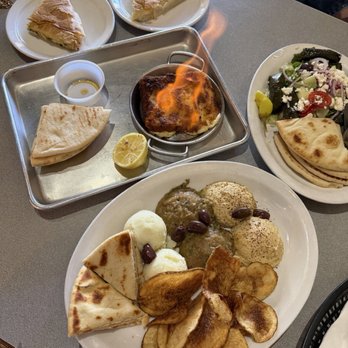 Gyros Mediterranean - Our spread! A taste of a few things! Everything was delicious!!! - Greek Near Me - Albuquerque, New Mexico