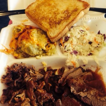 Cousin's BBQ - Pulled Pork & Sliced Beef Brisket w/Broccoli Rice Casserole & Cole Slaw - Barbeque Near Me - Dallas, Texas