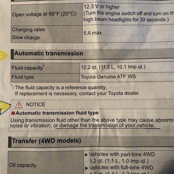 AutoNation Toyota Arapahoe - From the Toyota service manual. Alternate OIL is OK if it meets specs. ATF has no alternatives. - Car Dealers Near Me - Centennial, Colorado AutoNation Toyota Arapahoe - From the Toyota service manual. Alternate OIL is OK if it meets specs. ATF has no alternatives. - Car Dealers Near Me - Centennial, Colorado