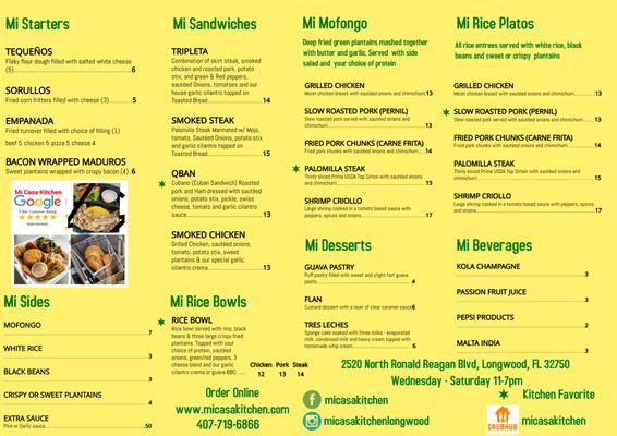 Menu photo 3 Mi Casa Kitchen Longwood, FL