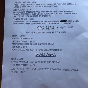 spin city's corner cafe - Menu - Cafes Near Me - Spindale, North Carolina