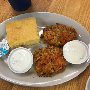 Sting Ray's Restaurant - Crab cakes with tartar sauce and sweet cornbread - Southern Near Me - Cape Charles, Virginia Sting Ray's Restaurant - Crab cakes with tartar sauce and sweet cornbread - Southern Near Me - Cape Charles, Virginia