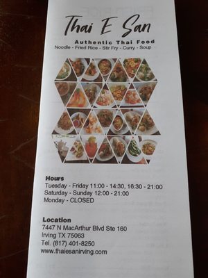 Menu photo 5 Thai E San Irving, TX