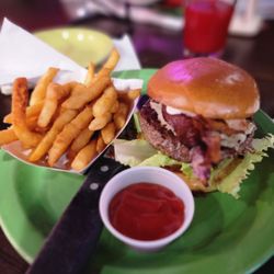 Hamburger Mary's - Orlando - Lil Boy Bleu burger with the standard beef patty and fries