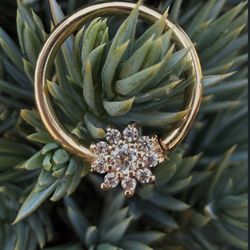 High Priestess Piercing & Tattoo - The Eloise Seam Ring from Buddha Jewelry in yellow gold with CZs
