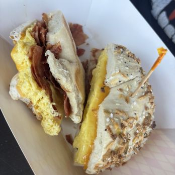 East Coast Bagel - Bacon egg and cheese on everything bagel - Bagels Near Me - Riverside, California East Coast Bagel - Bacon egg and cheese on everything bagel - Bagels Near Me - Riverside, California