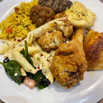 Dimassi’s Mediterranean Buffet - Fried chicken, fried cauliflower, Pasta Salad, kafta kabob, meatball - Mediterranean Near Me - Grapevine, Texas