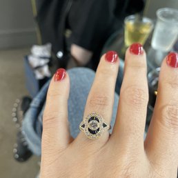 Ring with sapphires and diamonds. Ring with sapphires and diamonds.