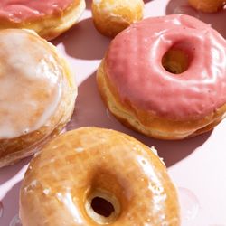 Glazed Donuts, Strawberry Donuts, Jelly-filled Donuts & mini donuts
