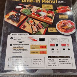 Create your own dine in menu