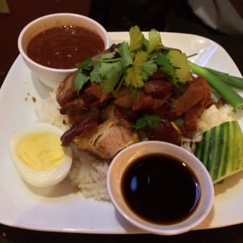 SriPraPhai Thai Restaurant - Roasted Pork w. Special sweet sauce over rice - Thai Near Me - Woodside, New York