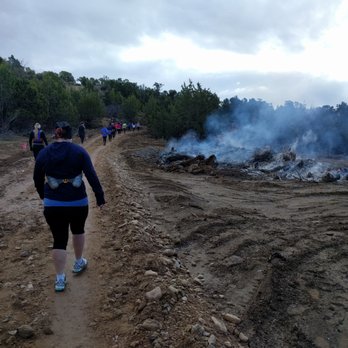 Zion Half Marathon - Brush-clearing fire? Today? Very glad wind was not blowing this across the trail. - Races & Competitions Near Me