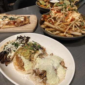 402 eat + drink - Taco Trio - crab Rangoon fries - fried chicken plate - margherita pizza. - American Near Me - Omaha, Nebraska