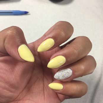 Instyle Nail Lounge - Summer Yellow / White Glitter Accent - Nail Salons Near Me - Troy, Michigan Instyle Nail Lounge - Summer Yellow / White Glitter Accent - Nail Salons Near Me - Troy, Michigan