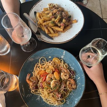 Cafe-Boutique Piano - Sautéed shrimp pasta & rigatoni with chorizo - Modern European Near Me - Winter Park, Florida