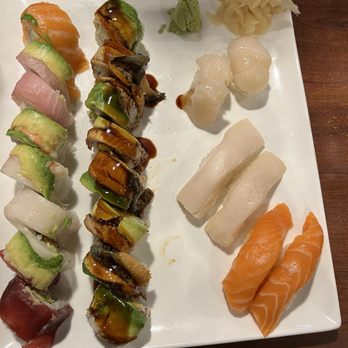 Sushi Tomo - Rainbow Roll, Dragon Roll and some Nigiri - Japanese Near Me - Pittsburgh, Pennsylvania