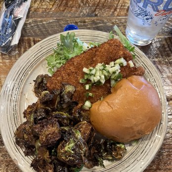 Grub Durham - Barracuda sandwich with Fried Brussels Sprouts - Southern Near Me - Durham, North Carolina