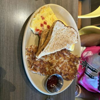 Snooze, an A.M. Eatery - Denver omelette with hash brown potatoes and toast. - Breakfast & Brunch Near Me - San Antonio, Texas Snooze, an A.M. Eatery - Denver omelette with hash brown potatoes and toast. - Breakfast & Brunch Near Me - San Antonio, Texas