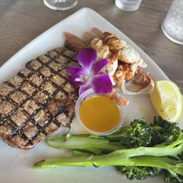 An ok ribeye and an overcooked lobster tail $88