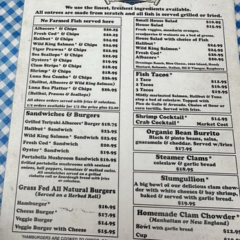 Luna Sea Fish House - Menu - Fish & Chips Near Me - Yachats, Oregon